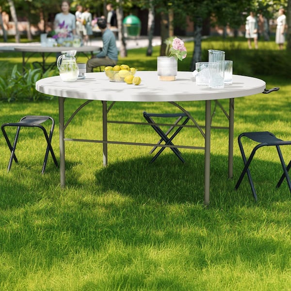 Carnegy Avenue Scarborough 60.5 in. L Round Granite White Plastic