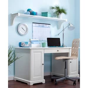28 in. - 50 in. Metal Expandable Shelf in White with 2 End Brackets