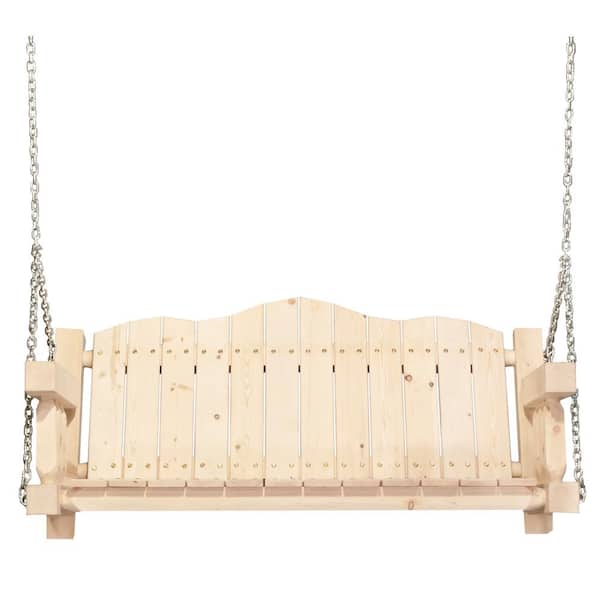 MONTANA WOODWORKS Homestead 52 in. W 2-Person Unfinished Pine Wood with Chains, Ready to Finish