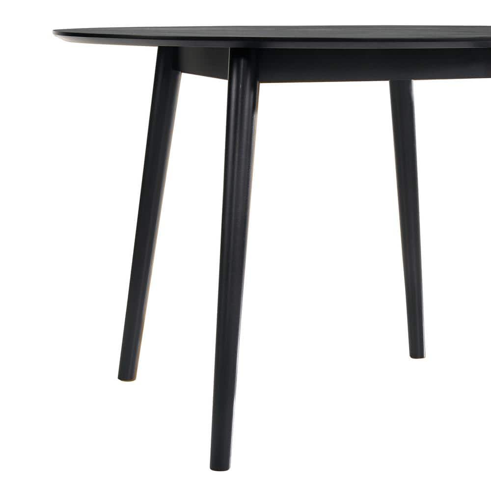 Scandinavian Modern 48" Black Wood Round Dining Table