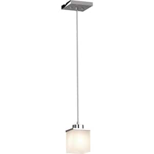 Sharyn 1-Light Chrome Indoor Mini Pendant with Frosted Glass Square Rectangle Shade
