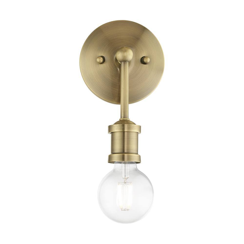 Antique Brass 1-Light Dimmable Vanity Sconce