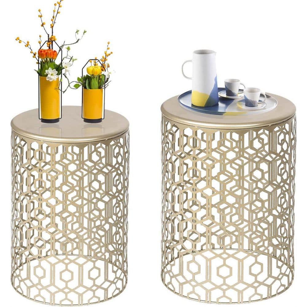 Metal Nesting Tables Round End Side Coffee Table Decorative Nightstands for