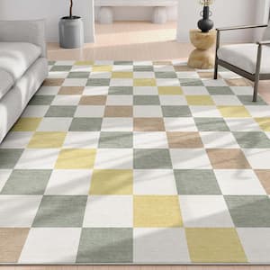 Multi 5 ft. x 7 ft. Flat-Weave Apollo Square Modern Geometric Boxes Area Rug