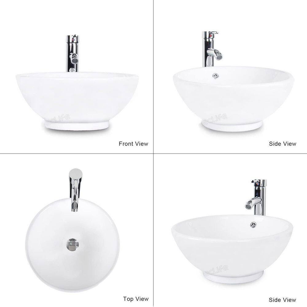 24'' Black MDF Bathroom Vanity Set with White Ceramic Vessel Sink