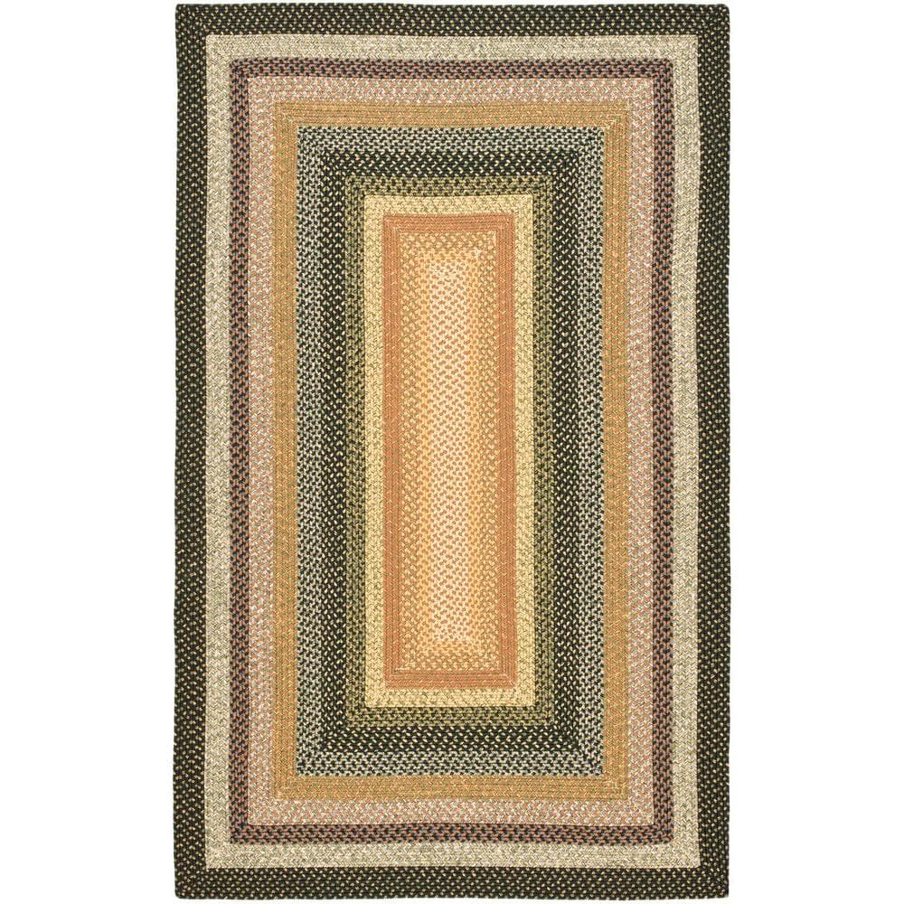 Handmade Blue and Multi Oval Braided Rug, 6' x 9'
