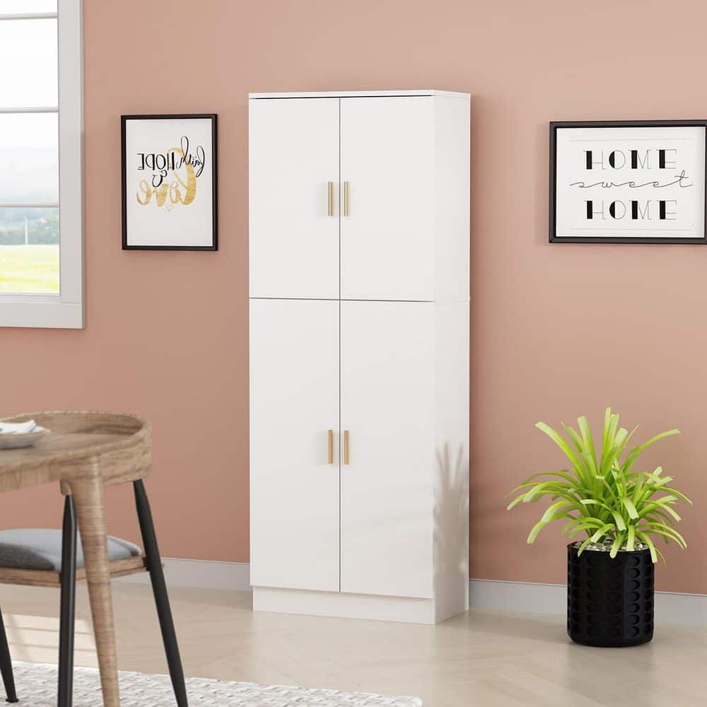 FUFU&GAGA 23.3 in. W x 61.2 in. H White Wooden 5-Shelves Bookcase
