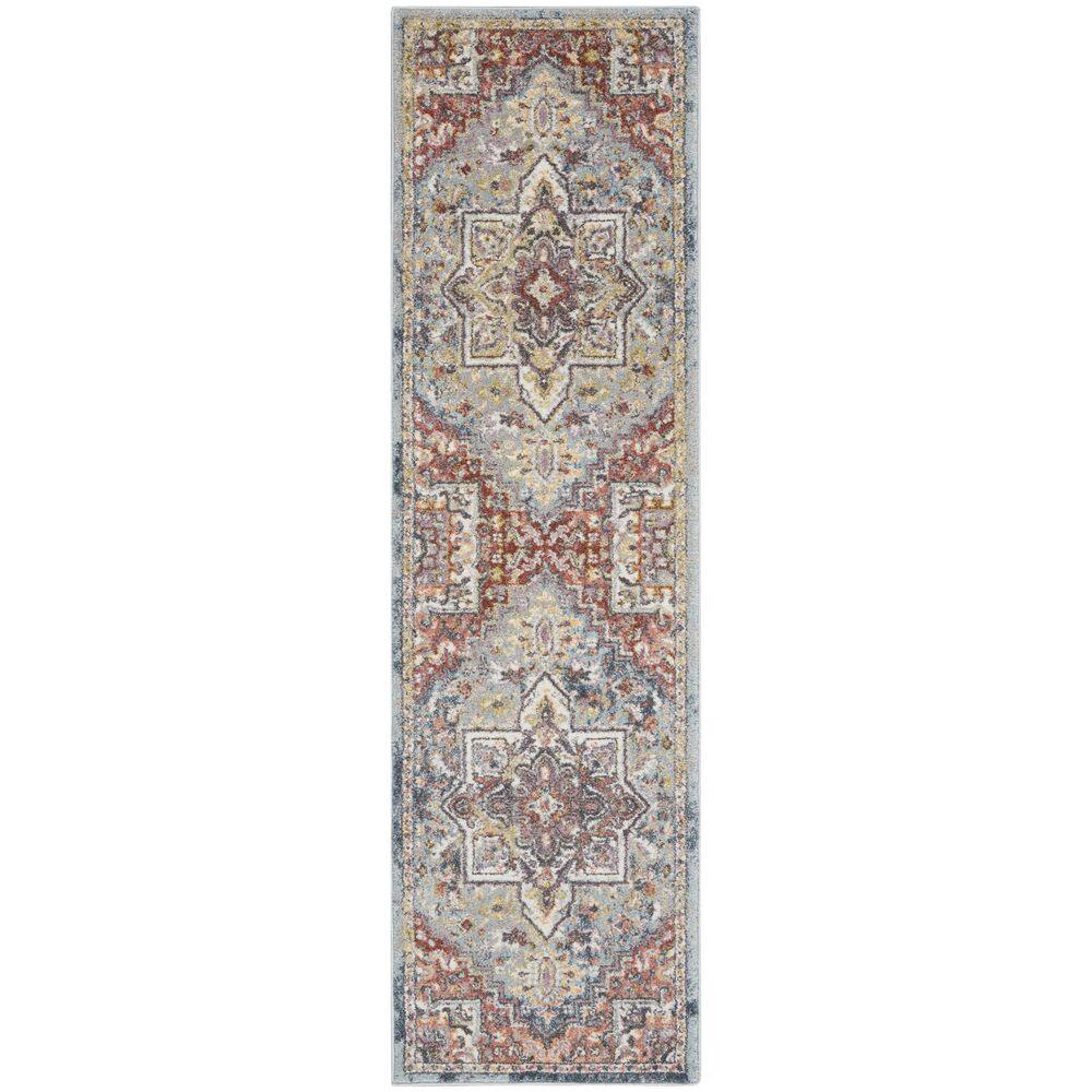 8' Blue and Red Floral Medallion Distressed Non Skid Runner Rug price history on PriceWatchPro