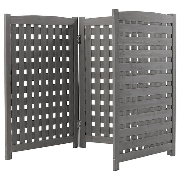38 in. Grey Outdoor Privacy Screen Air Conditioner Garden Wooden Panels Fence Pool and Trash Bins