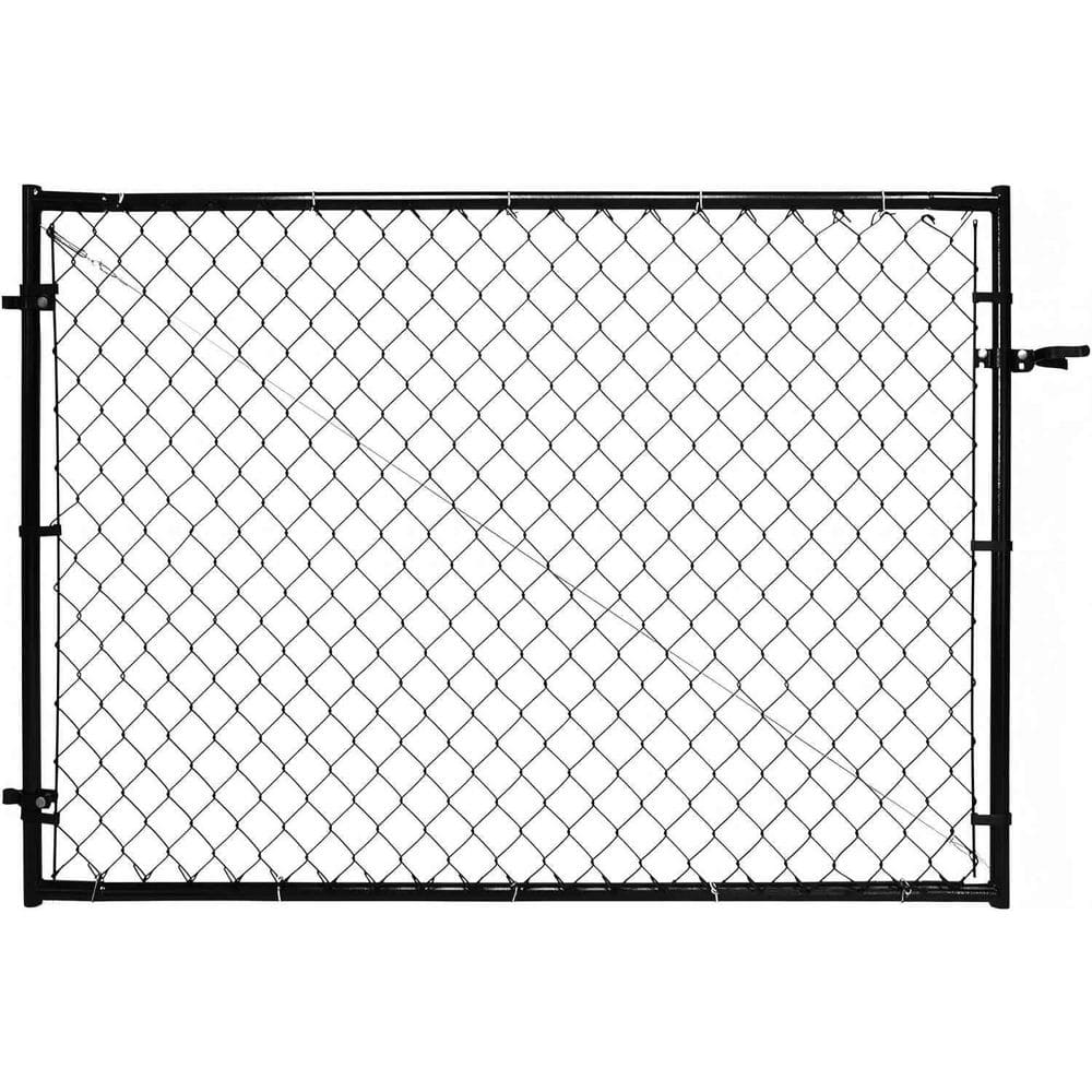 46 in. Black Metal Adjustable Chain Link Gate Kit for Outdoor Decking ...
