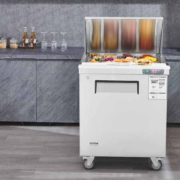 28 in. Commercial Refrigerator Sandwich and Salad Prep Table, 7.4 cu. ft. Stainless Steel Refrigerated Food Prep Station