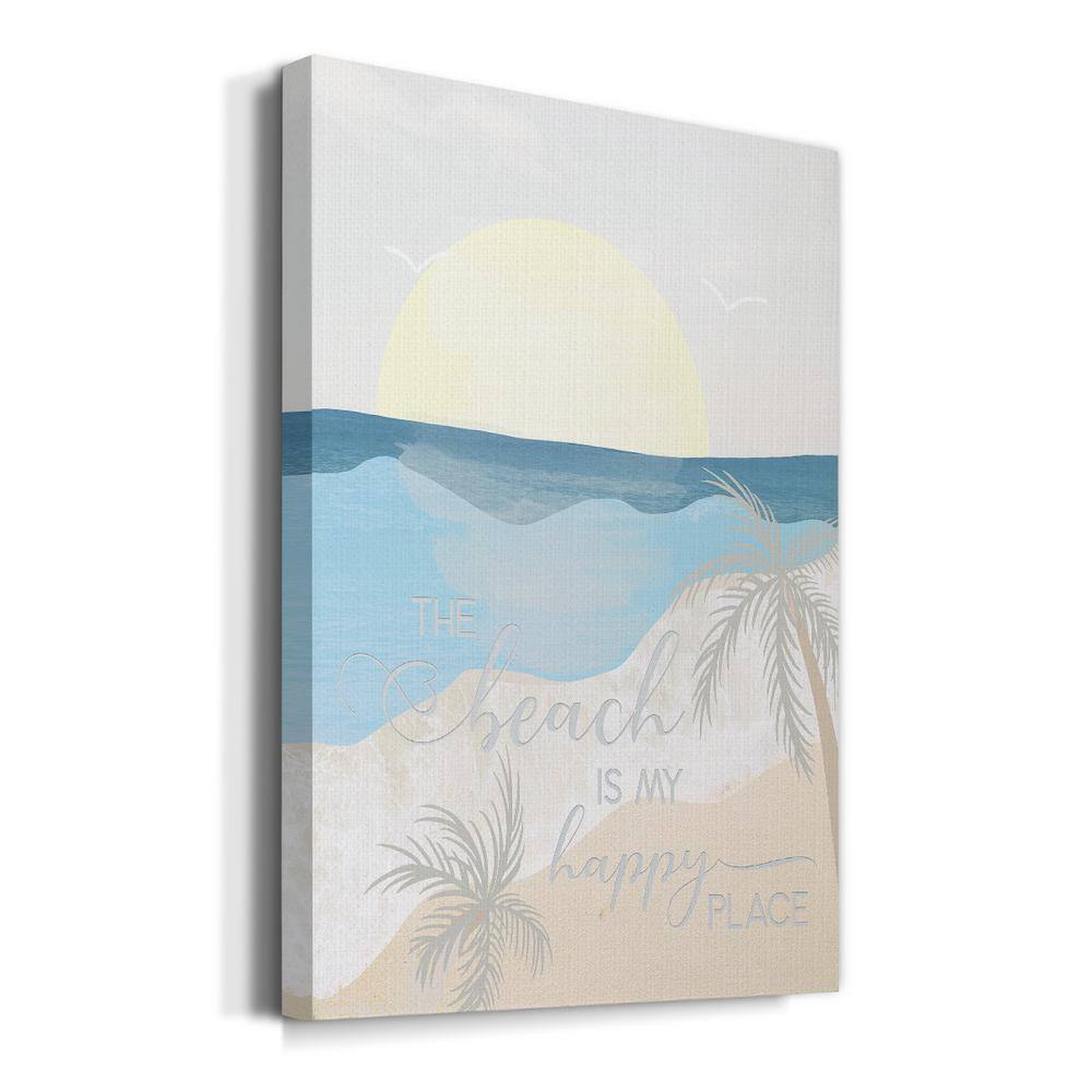 Happy Place Coastal Canvas Art Print with White Frame, 40 x 60