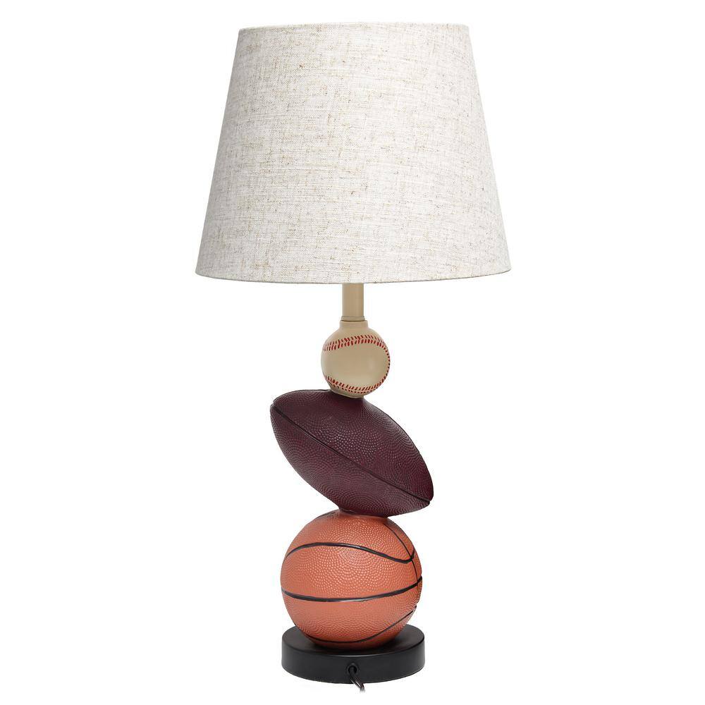 22" White Polyresin Sports Combo Table Lamp for Kids