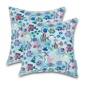 Vera Bradley 18 in. L x 18 in. W x 8 in. D Outdoor Accent Throw Pillows in Paisley Wave Fish (2-Pack)