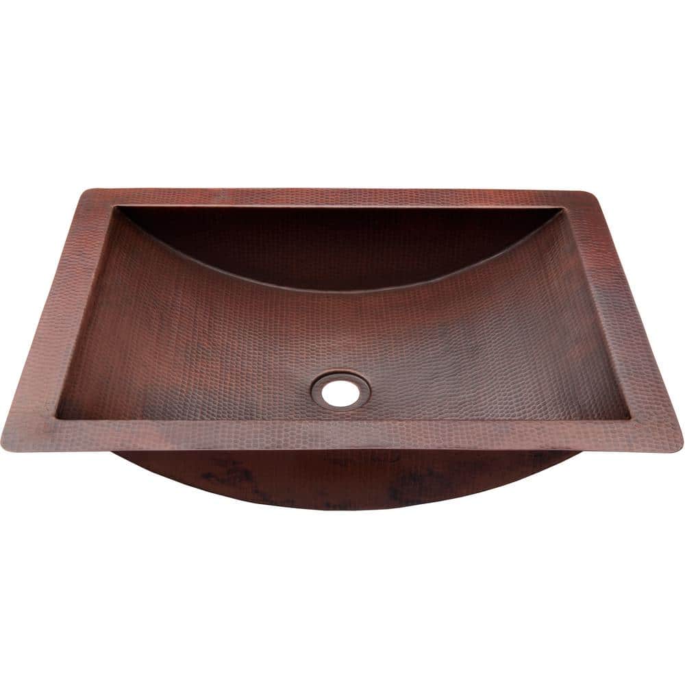 Merida Antique Copper Undermount Bathroom Sink with Hand-Hammered Finish