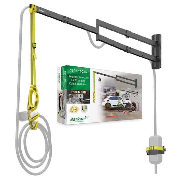 Barkan Weatherproof Elegant EV Charging Cable Wall Arm Protective Retractable 63 in. 5Y Warranty Level 1 Level 2 Charger