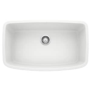 Valea Undermount Granite 32 in. x 19 in. Single Bowl Kitchen Sink in White