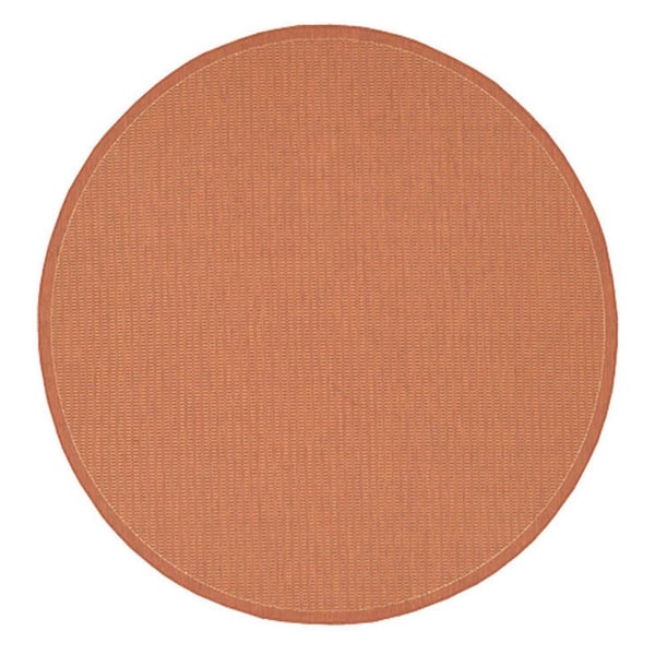 Couristan Recife Saddle Stitch Terracotta-Natural 7 ft. x 6 in. x 7 ft. 6 in. Round Indoor/Outdoor Area Rug