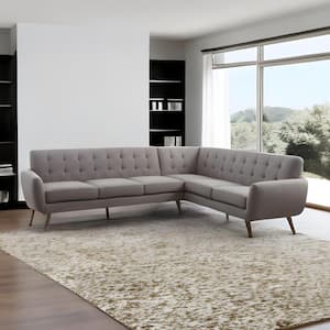 108 in. Square Arm 2-piece Linen L-Shaped Sectional Sofa in. Light Gray