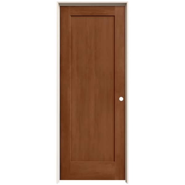 JELD-WEN 24 in. x 80 in. Madison Hazelnut Stain Left-Hand Solid Core Molded Composite MDF Single Prehung Interior Door