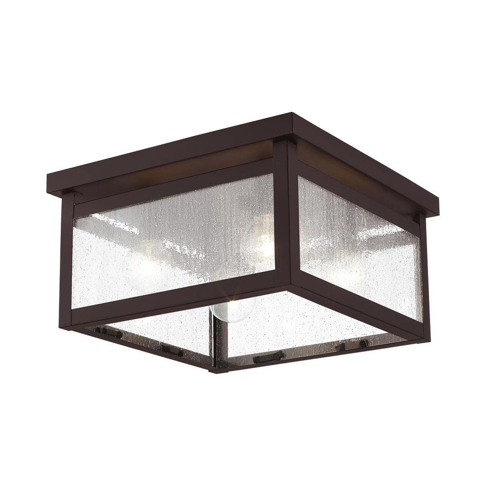 Milford Bronze 4-Light Flush Mount with Clear Seeded Glass