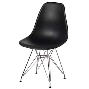 Mid-Century Black Modern Style Plastic DSW Shell Dining Side Chair with Metal Legs