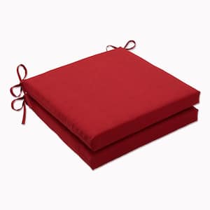 Solid 20 in. x 20 in. Outdoor Dining Chair Cushion in Red (Set of 2)