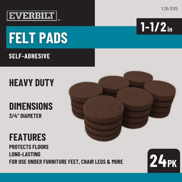 1 1/2 in. Brown Round Felt Heavy Duty Self Adhesive Furniture Pads (24-Pack)