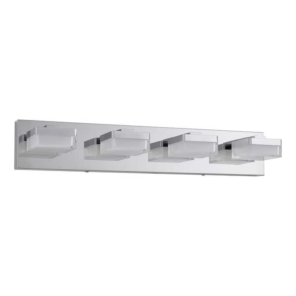 24.8 in. 4 Chrome Vanity Light with Acrylic Shades
