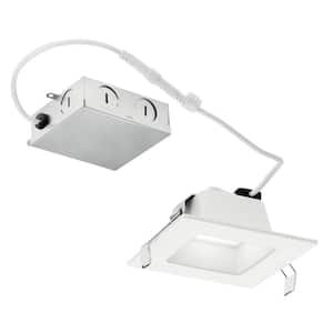 Direct-to-Ceiling Integrated LED 4 in. Square Canless Recessed Light for Bathroom Baffle White 2700K (1-Pack)
