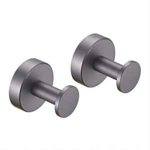 2-Piece Bath Hardware Set with Round Towel Hook in Gray