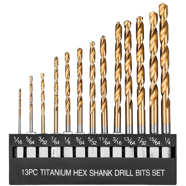 Unbranded 19 PCS Hex Shank Drill Bit Set 1/16-1/4 HSS Titanium Coated Twist Bits with Holder for Metal Wood Plastic