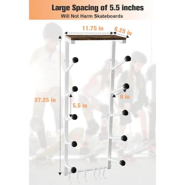 Angel Sar 5-Layer Wall Mount Skateboard Rack, Skateboard