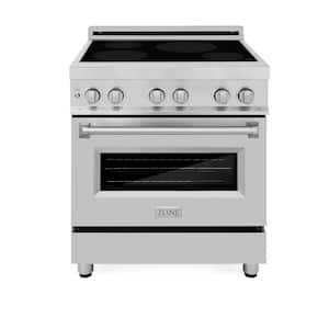 30 in. Freestanding Electric Range with 4 Burner Elements Induction Cooktop in Stainless Steel