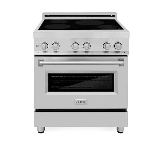 ZLINE Kitchen and Bath 30 in. Freestanding Electric Range with 4 Burner Elements Induction Cooktop in Stainless Steel