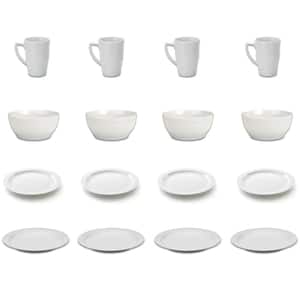 Hotel 16-Piece Traditional White Porcelain Dinnerware Set (Service for 4)