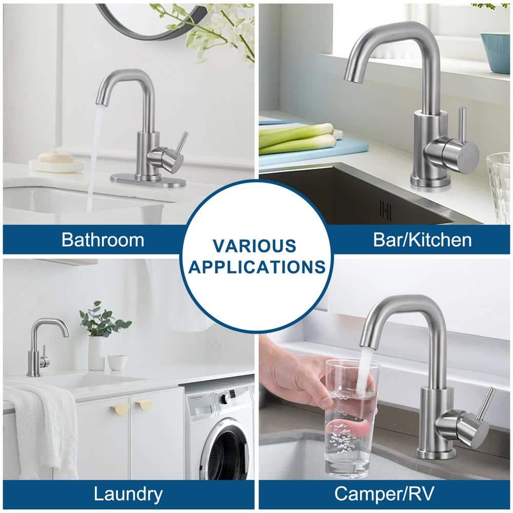 Brushed Nickel Single Handle Stainless Steel Bar Faucet