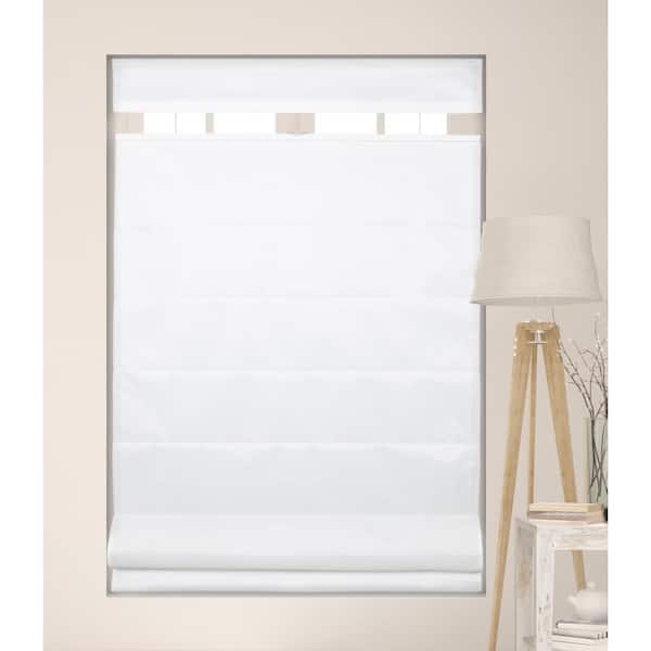 Cloud White Cordless Top Down Bottom Up Light-Filtering Fabric Roman Shades 26.5 in. W x 60 in. L