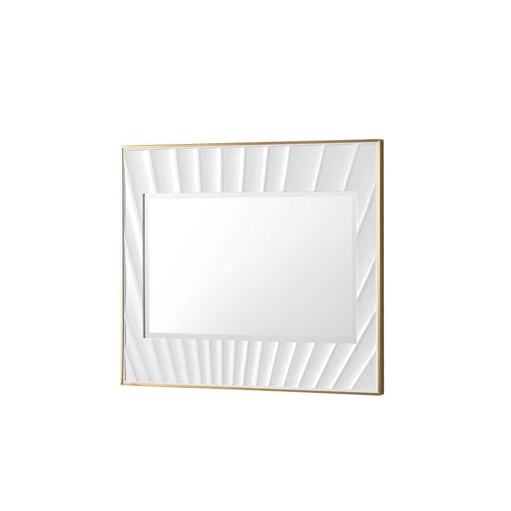 Le Soleil Rectangular White and Gold MDF Framed Mirror