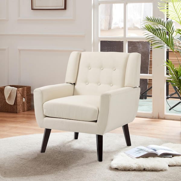 Elegance　ホワイトXS Uixe White Linen Arm Chair (Set of 1) IDF-SF0003-WHITE - The