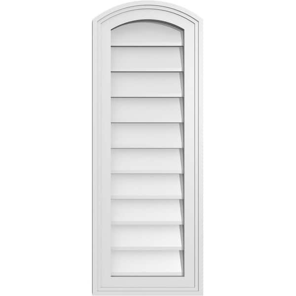 Ekena Millwork 12 in. x 32 in. Arch Top Surface Mount PVC Gable Vent: Functional with Brickmould Frame