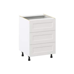 24 in. W x 24 in. D x 34.5 in. H Littleton Painted Gray Shaker Assembled Base Kitchen Cabinet with 3-Drawers