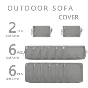 14-Pieces Patio Cushion Covers Replacement w/ Zipper for Sectional Sofa Set, Slipcovers for Outdoor Cushions Light Grey