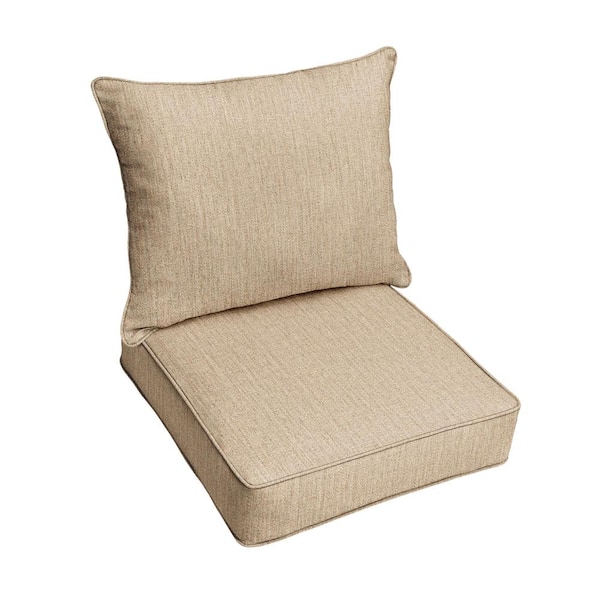 SORRA HOME 25 x 23 x 22 Deep Seating Indoor/Outdoor Pillow and Cushion Chair Set in Sunbrella Canvas Fawn