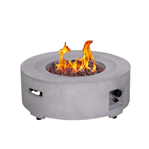 Boosicavelly 30 in. Round Magnesium Oxide Propane Gas Fire Pit in Gray