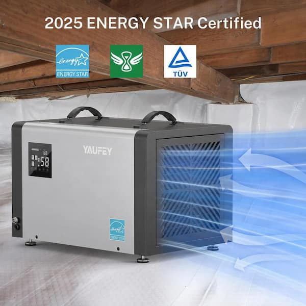 70 pt. 5,000 sq. ft. Energy Star Commercial Crawl Space Dehumidifier with Pump for Basement and Warehouse in Gray