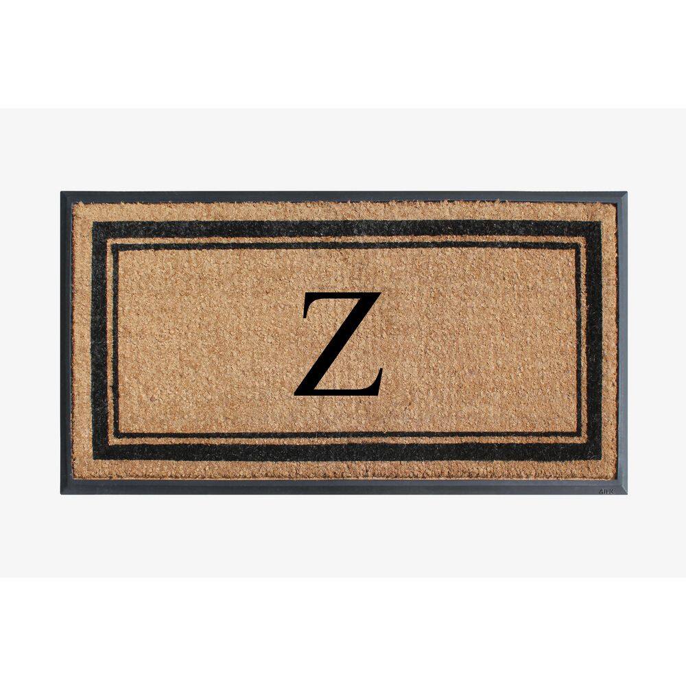 A1HC Border Black/Beige 24 in x 48 in Rubber & Coir Non-Slip Backing Thin Profile Outdoor Durable Monogrammed Z Doormat price history on PriceWatchPro