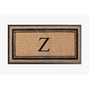 A1HC Border Black/Beige 24 in x 48 in Rubber & Coir Non-Slip Backing Thin Profile Outdoor Durable Monogrammed Z Doormat