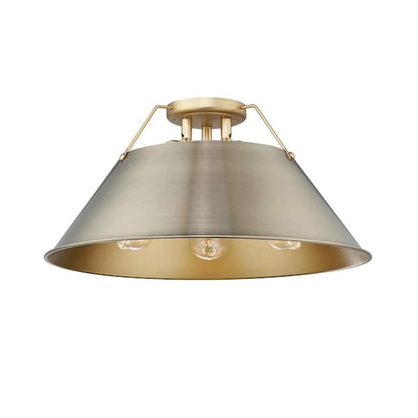 Golden Lighting Orwell 18.75 in. 3-Light Brushed Champagne Bronze and Aged Brass Flush Mount