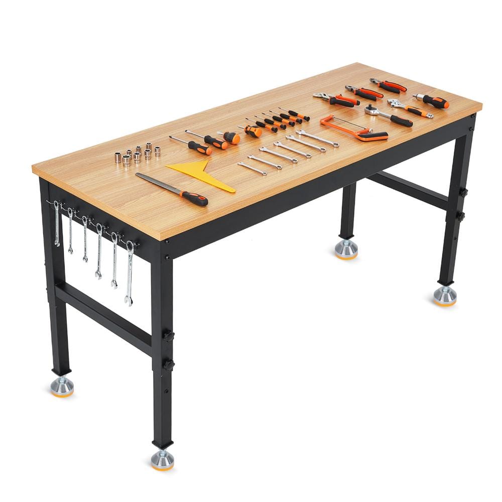 72x24in Adjustable Height Heavy Duty Workbench Solid Rubberwood & Steel Top, Built-in Power Outlets without wheels price history on PriceWatchPro